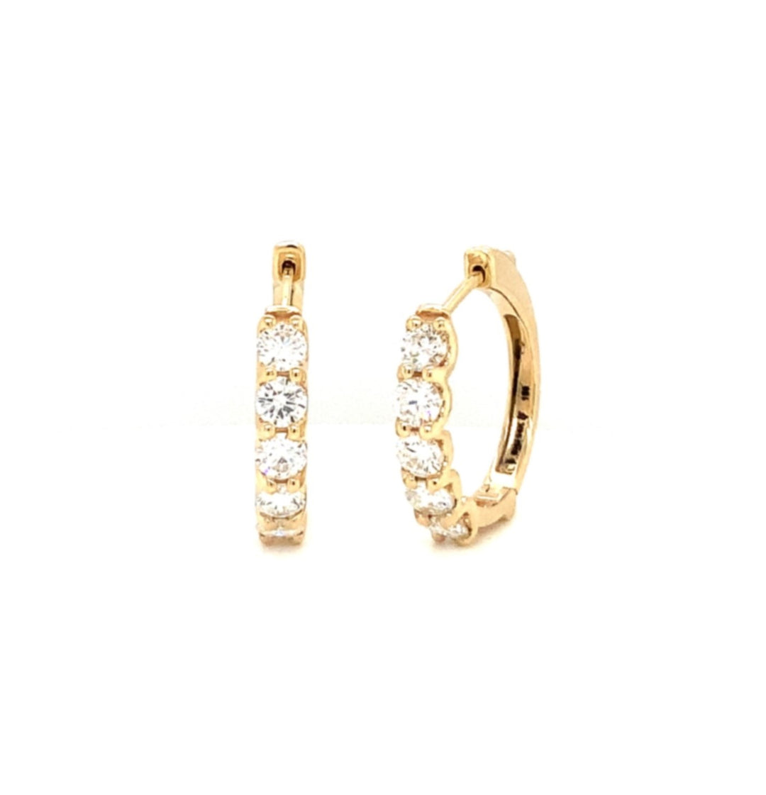 14K Yellow Gold Medium Hoop Diamond Earrings 1.50CTW.