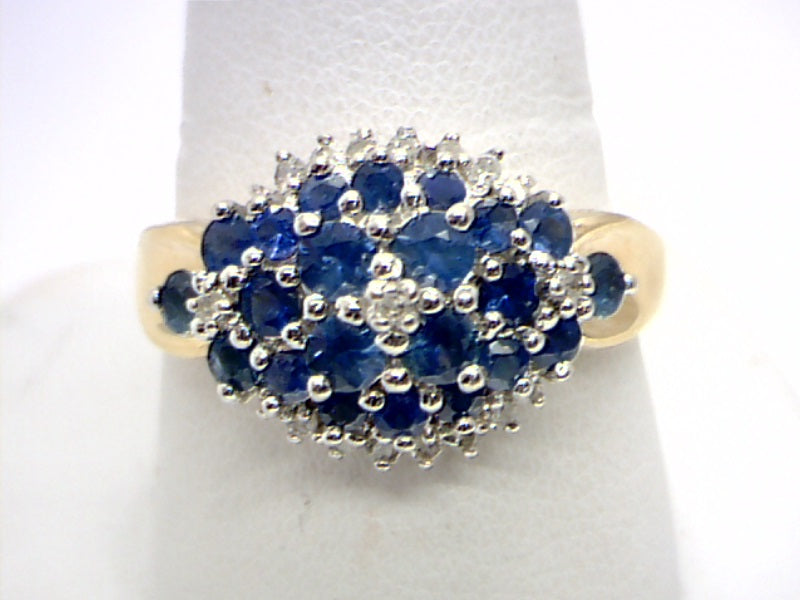 14K Two Tone Cluster Gemstone ring CTW.