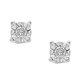 10K White Gold Stud Diamond Earrings 0.10CTW.