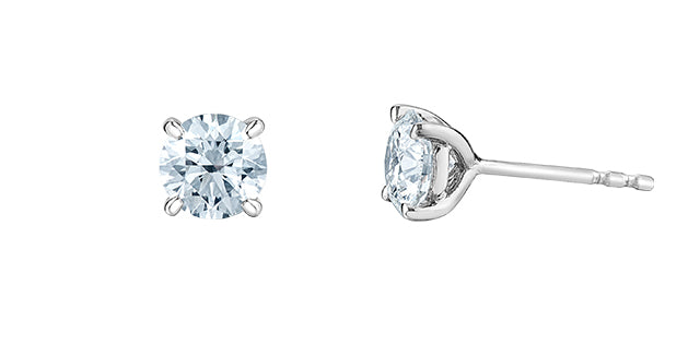 14K White Gold Stud Diamond Earrings 0.76CTW.