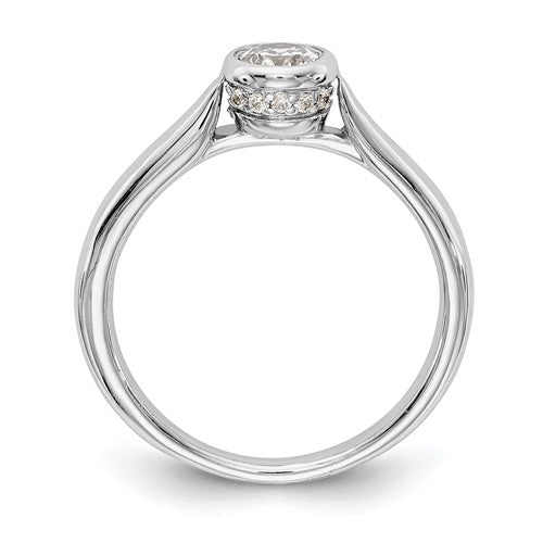 14K White Gold 0.33 Round Brilliant Cut Bezel Diamond Engagement Ring