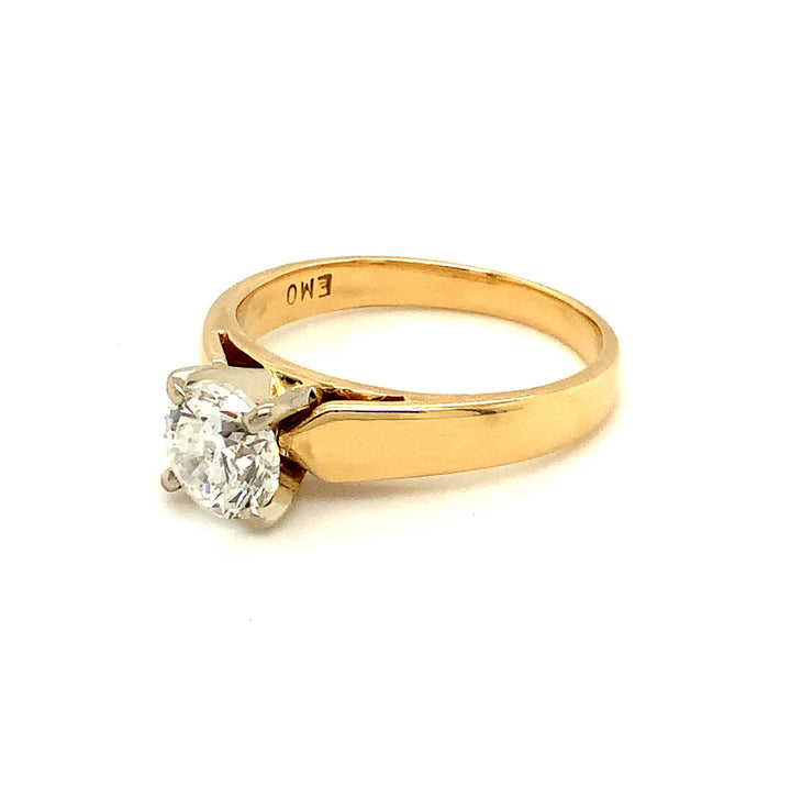 14K Yellow Gold 1.00 Round Brilliant Cut Split Shank Diamond Engagement Ring