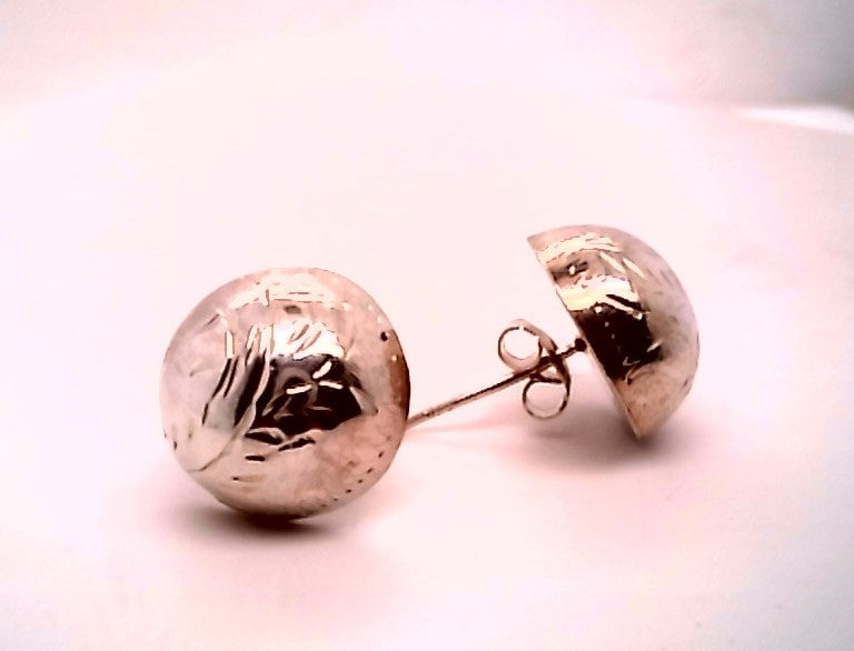 Sterling Silver White Gold Button Silver Earrings