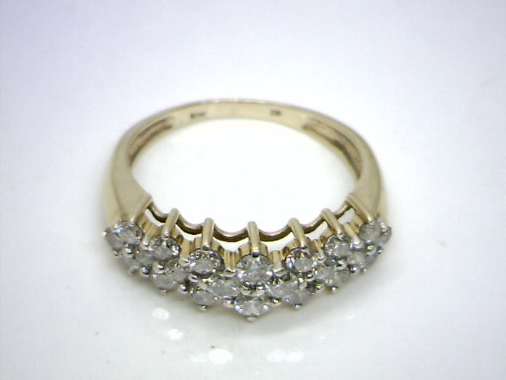 Women's 10K Yellow Gold 1.00 Round Brilliant Cut Stairway Diamond, Fashion Ring