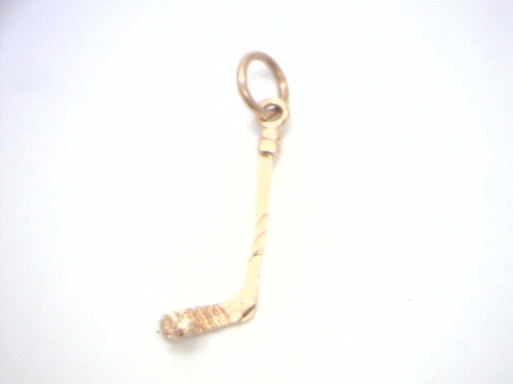 10K Yellow Gold Hockey Stick, Weight 0.52 Grams, Gold Pendant