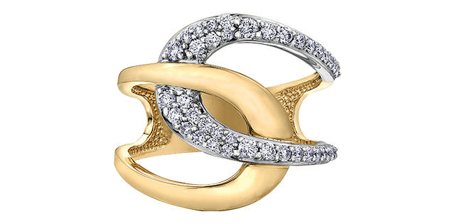 Women's 14K Yellow Gold 0.10 Round Brilliant Cut Diamond, Fashion Ring