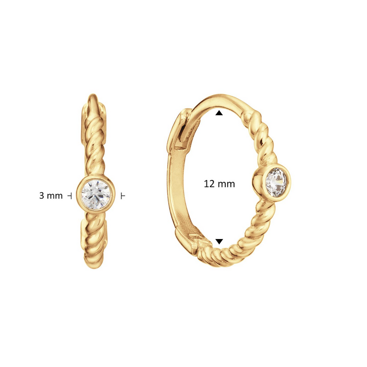 14K Yellow Gold Small Hoop Gemstone Earrings CTW.