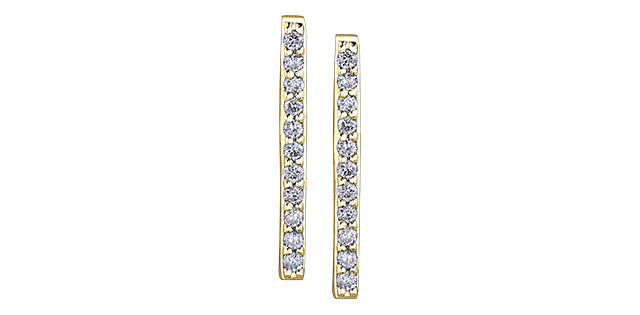 10K Yellow Gold Drop Diamond Earrings 0.11CTW.