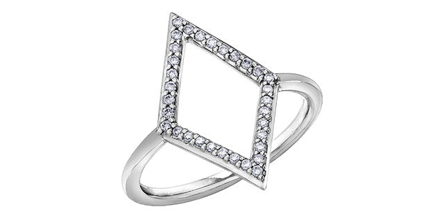 Women's 10K White Gold 0.16 Round Single Cut Diamond, Fashion Ring