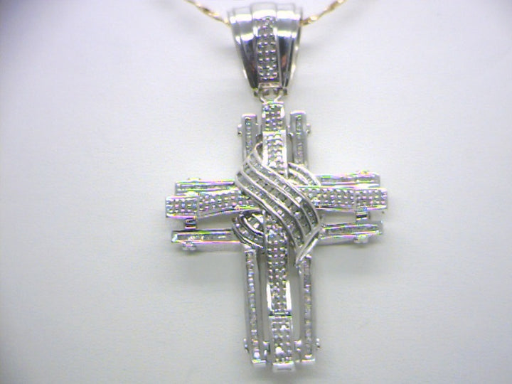 10K White Gold Cross Diamond Pendant 1.00CTW.