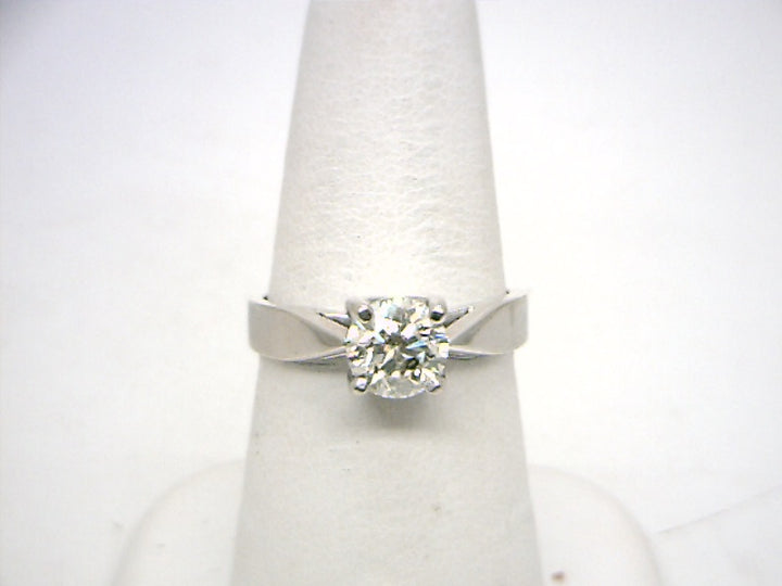 14K White Gold 1.00 Round Brilliant Cut Split Shank Diamond Engagement Ring