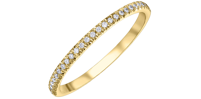 Women's 10K Yellow Gold 0.10 Round Brilliant Cut Half Anniversary Diamond Wedding Band