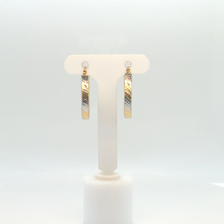 14K Two Tone Small Hoop Gold Earrings