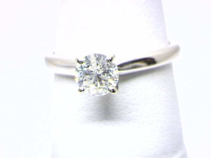 14K White Gold 0.50 Round Brilliant Cut Solitaire Diamond Engagement Ring