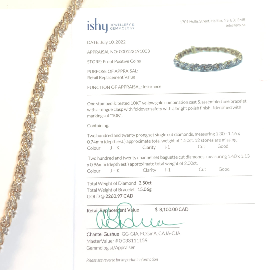 10K Yellow Gold 1.50CT Diamond Tennis Bracelet