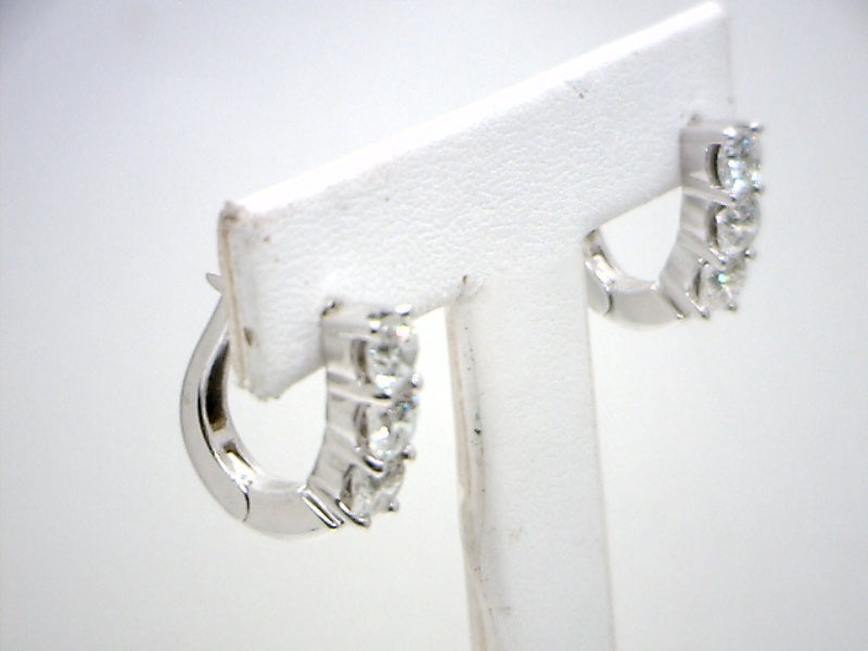 14K White Gold Half Hoop Diamond Earrings 2.00CTW.