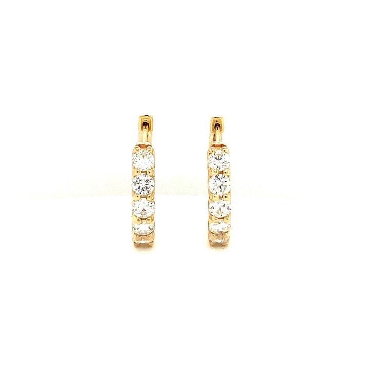 14K Yellow Gold Medium Hoop Diamond Earrings 1.50CTW.