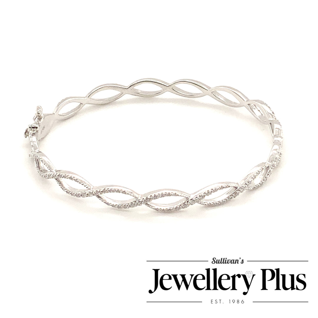 10K White Gold 0.55CT Diamond Bangle Bracelet