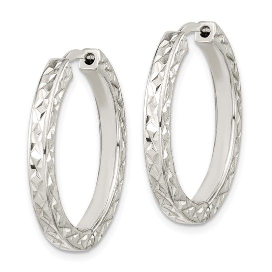 Sterling Silver White Gold Medium Hoop Silver Earrings