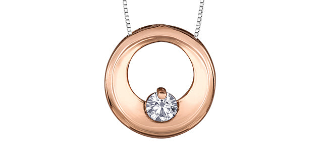 10K Rose Gold Diamond Pendant 0.07CTW.