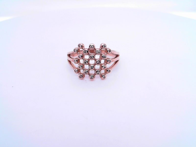 Women's 10K Rose Gold 0.12 Round Brilliant Cut Diamond, Fashion Ring