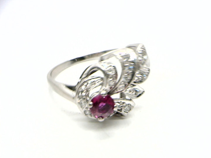 14K White Gold Gemstone ring CTW.