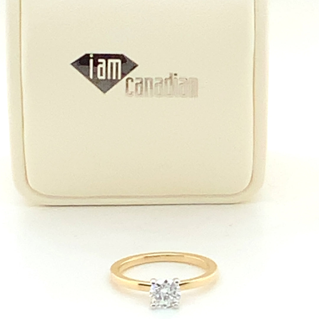 14K Yellow Gold 0.71 Round Brilliant Cut Solitaire Diamond Engagement Ring