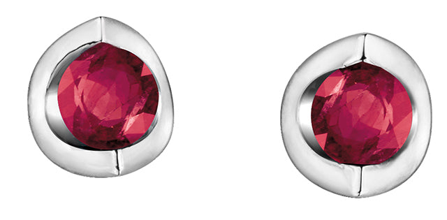 10K White Gold Stud Gemstone Earrings CTW.