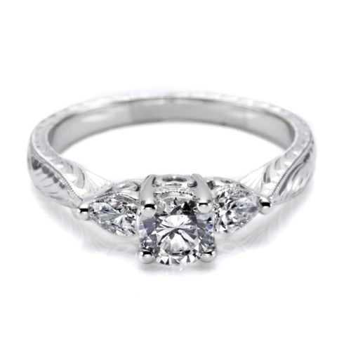 Platinum 0.70 Old European Cut Tacori Diamond Semi Mount Engagement Ring