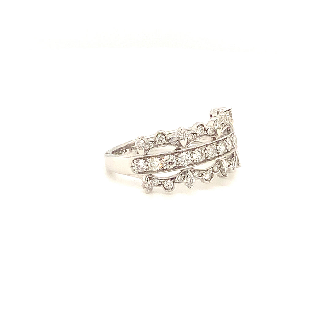 Women's 10K White Gold 0.75 Round Brilliant Cut Diamond, Fashion Ring