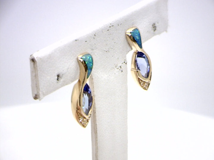 14K Yellow Gold Stud Gemstone Earrings CTW.