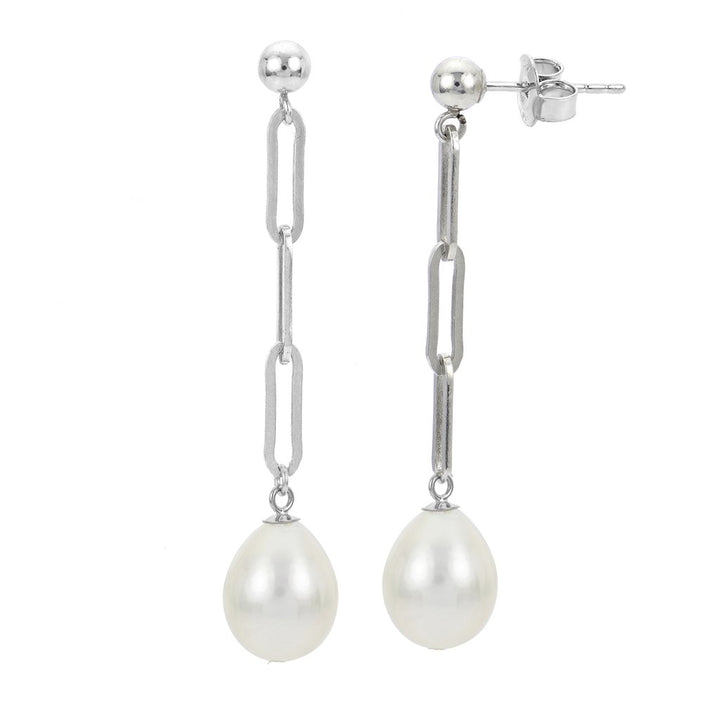 Sterling Silver Dangle Pearl Earrings MM.