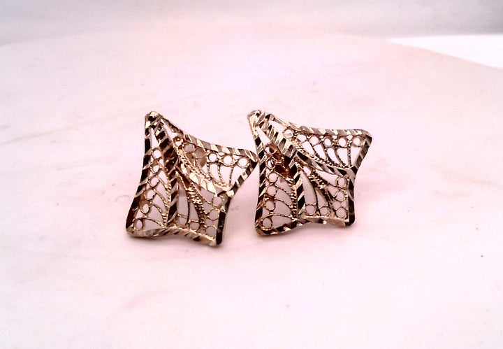 Sterling Silver White Gold Stud Silver Earrings