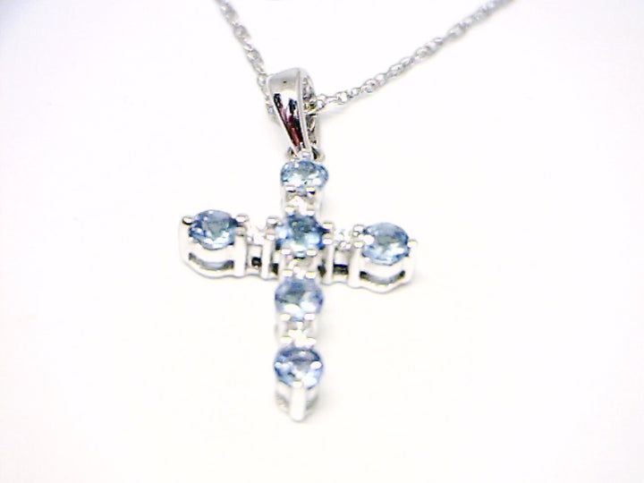 14K White Gold Cross Gemstone Pendant 0.72CTW.