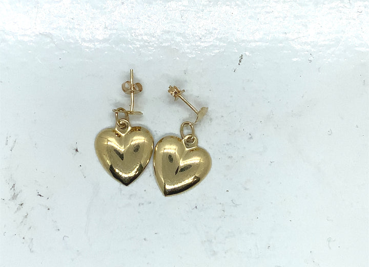 14K Yellow Gold Heart Throb Gold Earrings