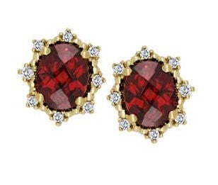 10K Yellow Gold Stud Gemstone Earrings CTW.