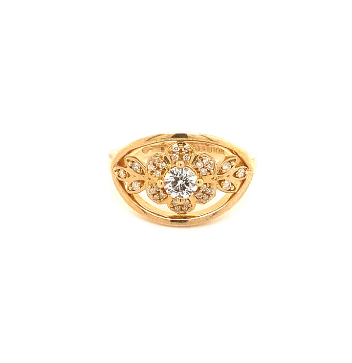 Women's 10K Yellow Gold 0.23 Round Brilliant Cut Diamond, Fashion Ring