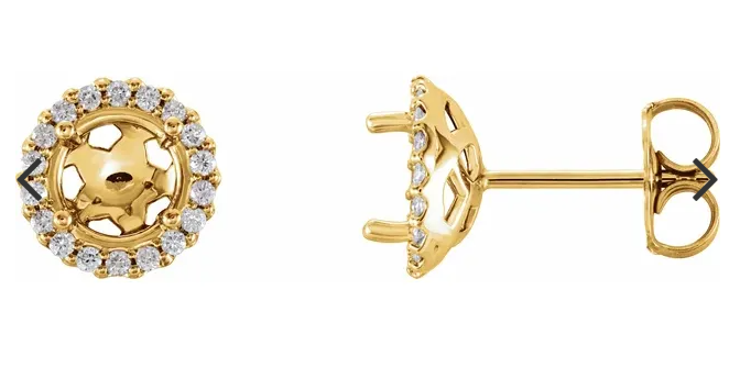 14K Yellow Gold Stud/Halo Diamond Earrings 0.80CTW.