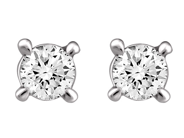 14K White Gold Stud Diamond Earrings 0.25CTW.