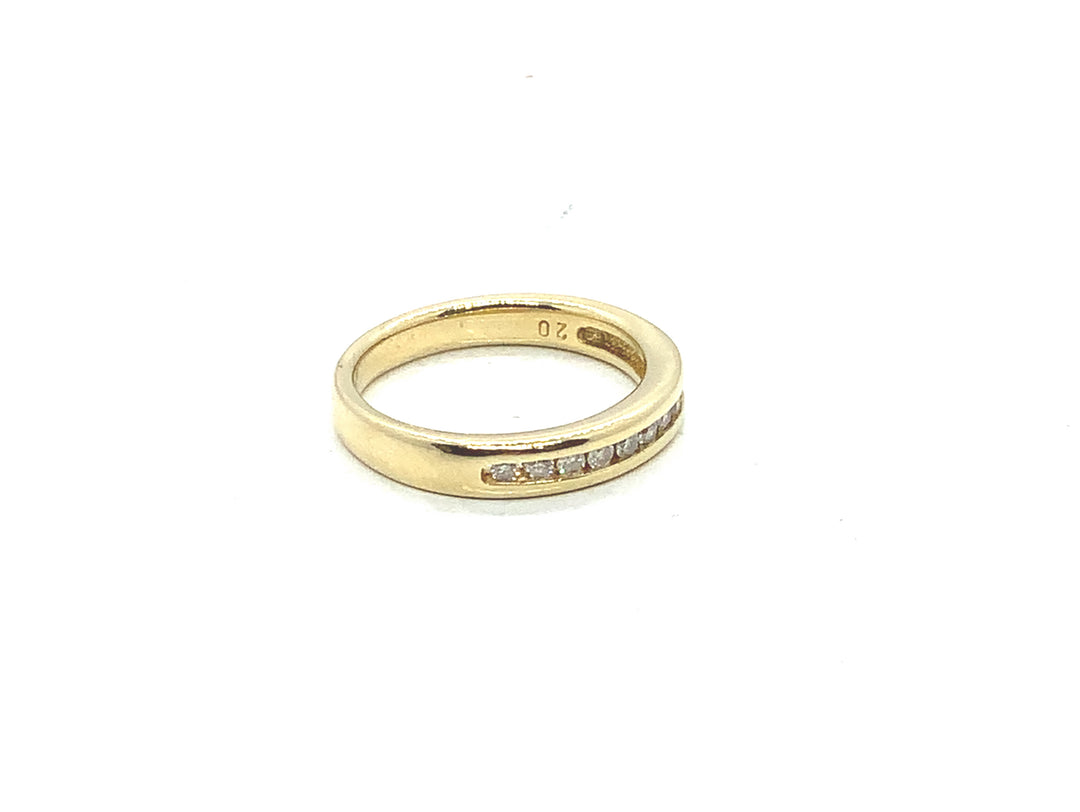 Women's 14K Yellow Gold 0.20 Round Brilliant Cut Half Anniversary Diamond Wedding Band