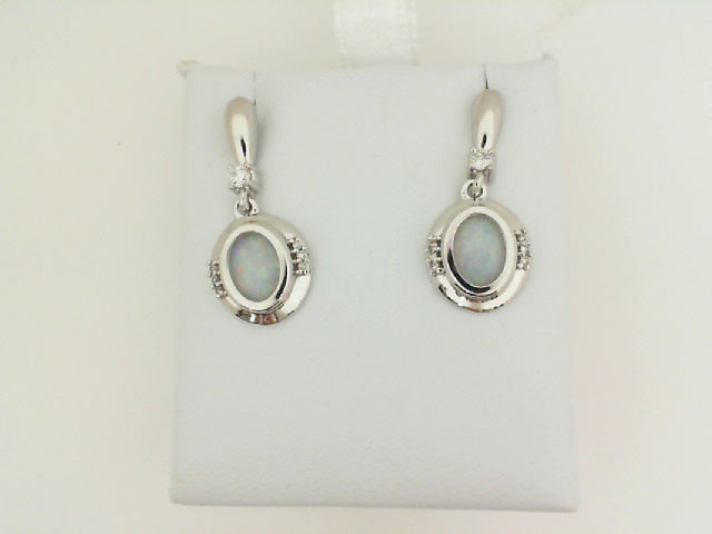 10K White Gold Drop Gemstone Earrings CTW.