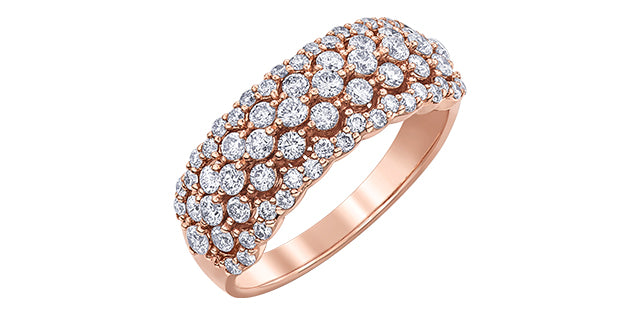 Women's 10K Rose Gold 0.30 Round Brilliant Cut Diamond, Fashion Ring