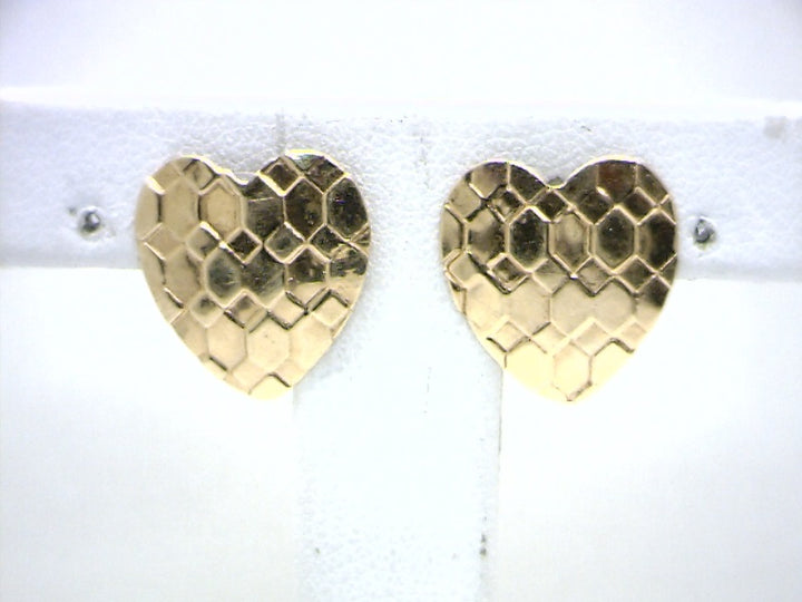 14K Yellow Gold Heart Stud Gold Earrings