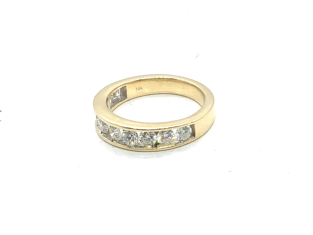 14K Yellow Gold 1.00 Round Brilliant Cut Channel Set Diamond Anniversary Ring