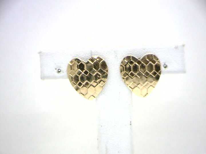 14K Yellow Gold Heart Stud Gold Earrings