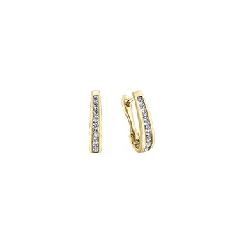 10K Yellow Gold Half Hoop Diamond Earrings 0.15CTW.