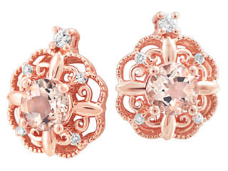 10K Rose Gold Stud Gemstone Earrings 0.04CTW.