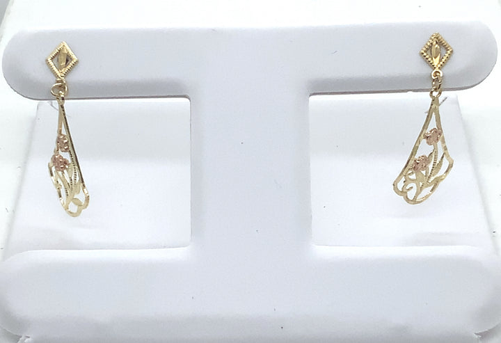 14K Yellow Gold Dangle Gold Earrings