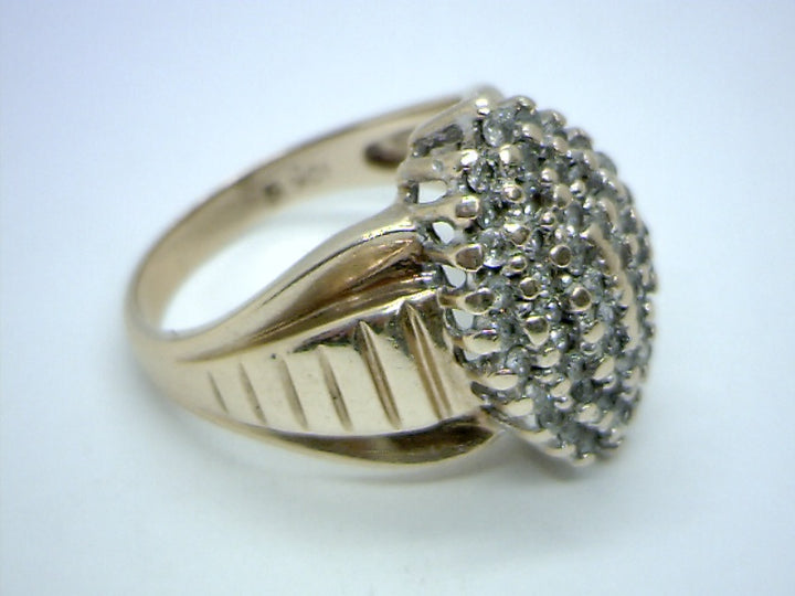 Women's 10K Yellow Gold 0.50 Round Brilliant Cut Cluster Diamond, Fashion Ring