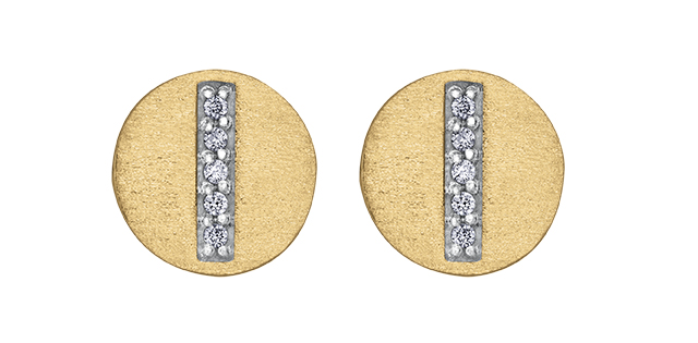 10K Yellow Gold Stud Diamond Earrings 0.04CTW.